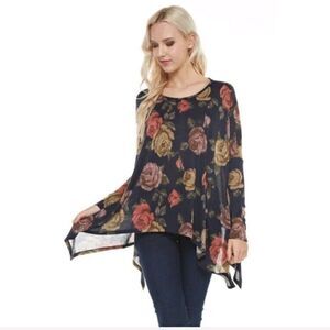 NWT Floral Print Sharkbite Top 